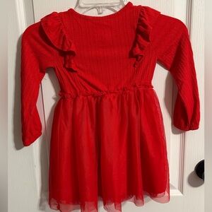 Cat & Jack Red Ruffle Long Sleeve Dress